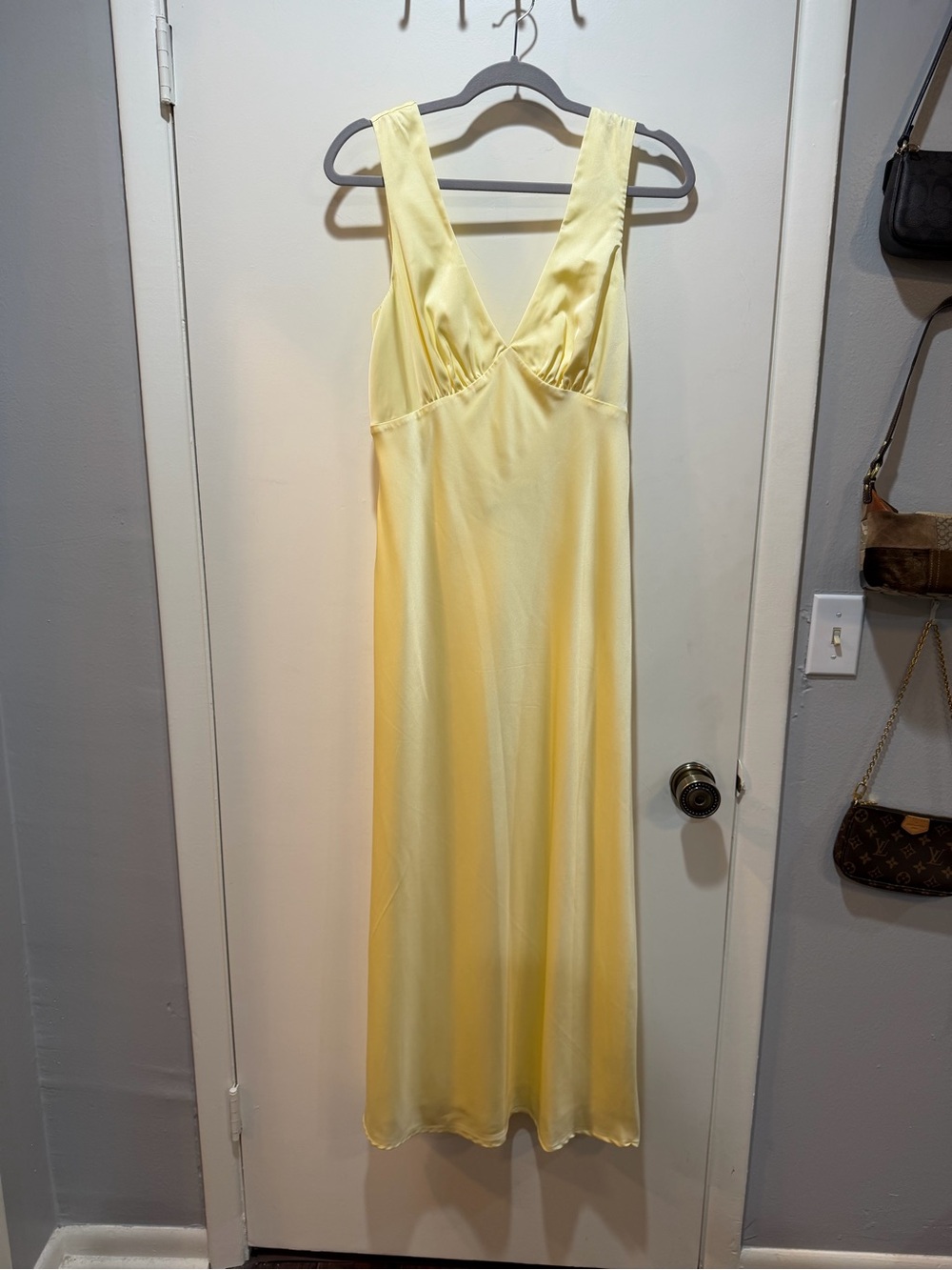 Dillards Yellow Satin Slip Dress